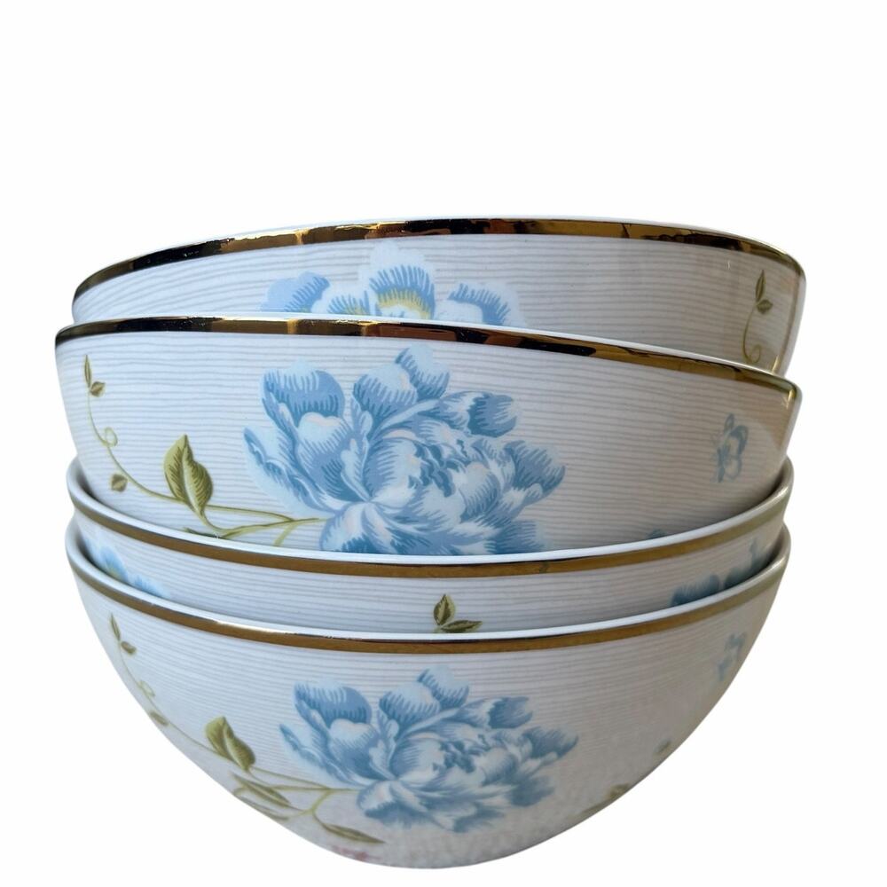 Laura Ashley Floral Porcelain Salad Bowls 6.5in Set of 4 NEW
